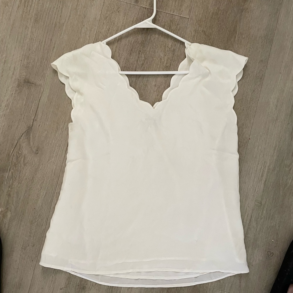 Express Ivory Scalloped Blouse